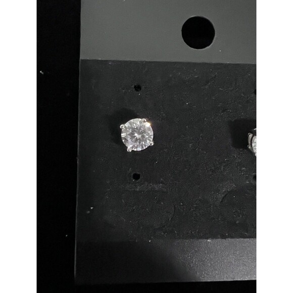 Vintage Clear 5mm Crystal Earrings Solitaire Pierced Studs 4-Prong Silvertone - Picture 3 of 11